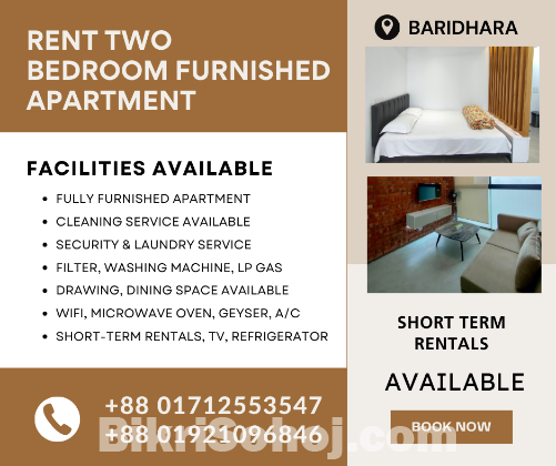 Furnished 2 Bedroom Serviced Flats RENT In Baridhara.